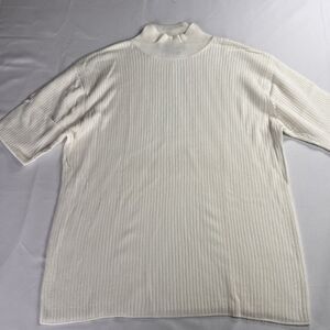 Vintage Karen Kane Short Sleeve Mock Turtle Neck Knit Top Ivory Women’s L